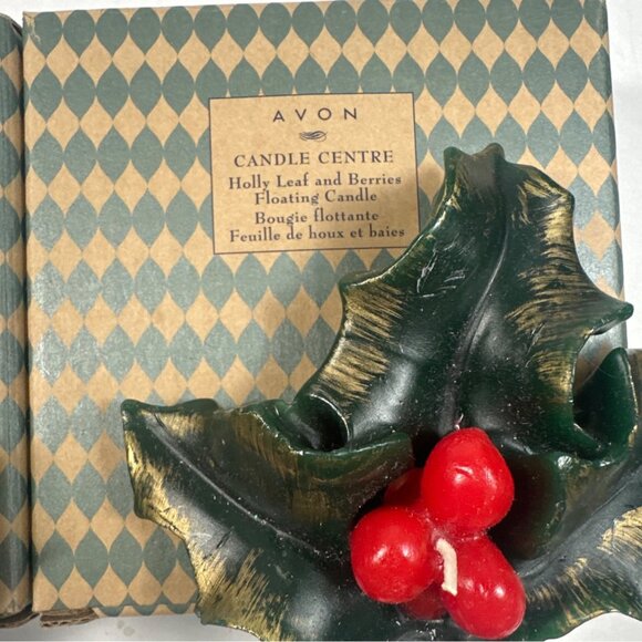 Lot Of 2 1999 Avon HOLLY LEAF & BERRIES FLOATING CANDLES NOS - Picture 3 of 5